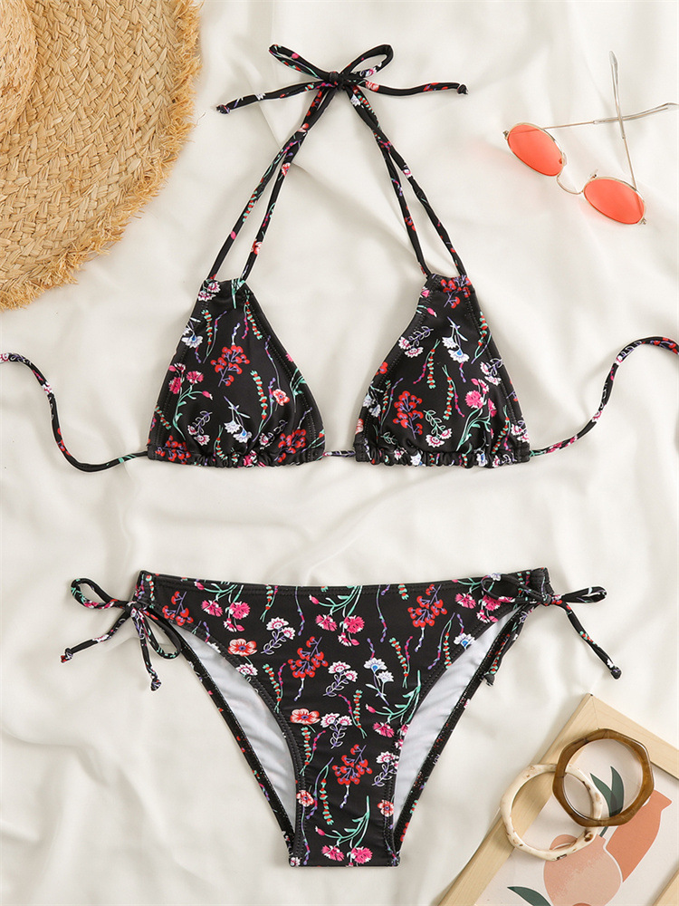 84g Weight Comfort Feel Of Sensation Low Waist Panties Waist Briefs Panties Style Bralette Bra Category Polyester Fabric Type 2 Pieces Set Quantity Swimming Pool, Beach Occasion Comfort Function Ditsy Floral Pattern Triangle Cup Bra Cup Women's Gender Women's Ditsy Floral 2 Pieces Set Bikinis Swimwear 11