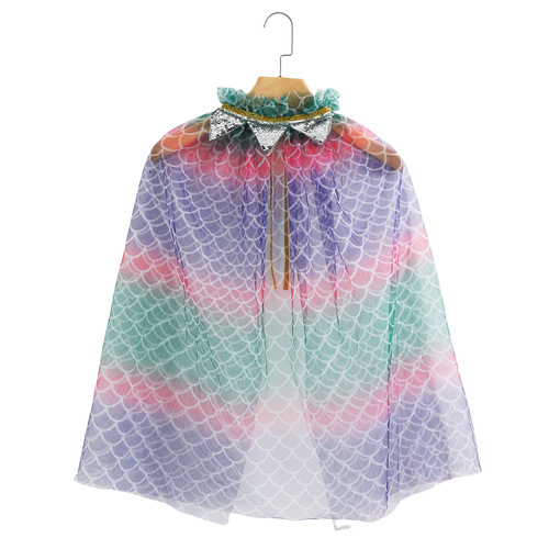 New Feather Mesh Cloak Children's Lace-up Performance Thin Princess Cloak Baby Cloak Cloak for Small and Medium-sized Children