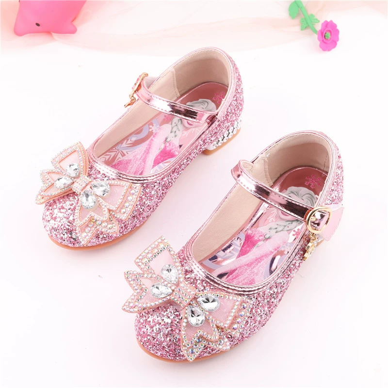 Обувь принцессы для девочек со стразами с бантом на мягкой подошве