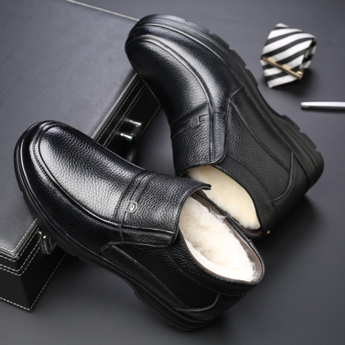 Men's cotton shoes, genuine leather, middle-aged and elderly men's shoes, small size 36, thickened non-slip wool, size 48, large size cotton shoes, dad's shoes