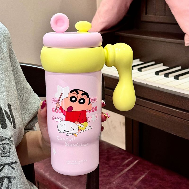 クレヨンしんちゃん ビッグマック アイスカップ ダブルストロー かわいい魔法瓶カップ ウォーターカップ 316 ステンレス鋼 大容量|undefined
