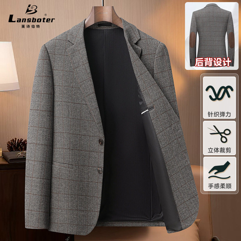 Áo vest nam dáng ôm phong cách Hàn Quốc, chất liệu dày dặn co giãn không cần ủi, họa tiết kẻ sọc — lưới cà phê