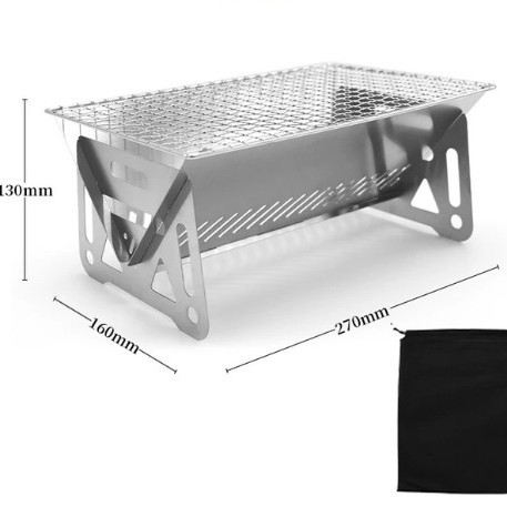 Estufa plegable de acero inoxidable para leña, estufa para barbacoa, suministros para acampar, estufa portátil de carbón para acampar
