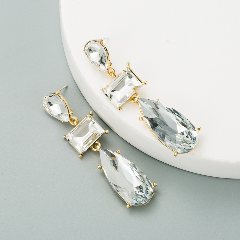 Earrings Classification Fashion Geometric Diamond Alloy Artificial Gemstones Earrings