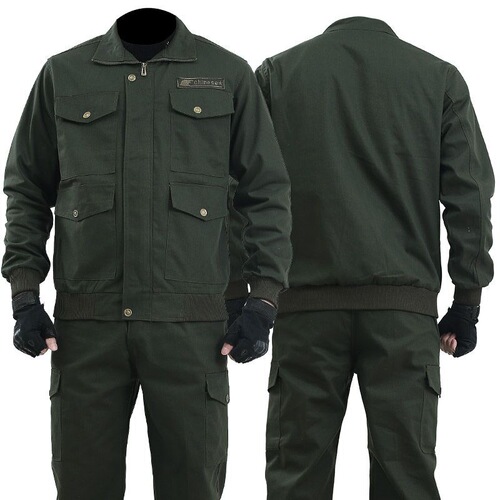 Spring and Autumn Thick Pure Cotton Workwear Set for Men, Construction Site Protective Clothing, Durable Auto Repair Welding Uniform