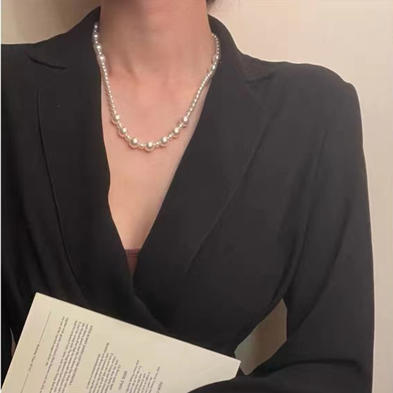 Three Layer Pearl Necklace French Style Elegant Jewellery_voghion.com