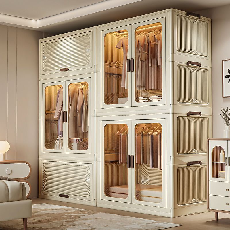Installation-Free Adult Large-Capacity Folding Storage Cabinet Transparent Moisture-Proof Multi-Layer Wardrobe Mobile Bookcase Storage Box