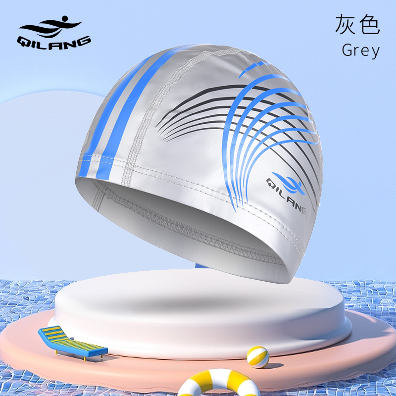 [LOGO personalizado] gorra de baño PU para adultos gorra de estilo impresa protector de orejas sin estrangular cabello largo gorra de baño unisex