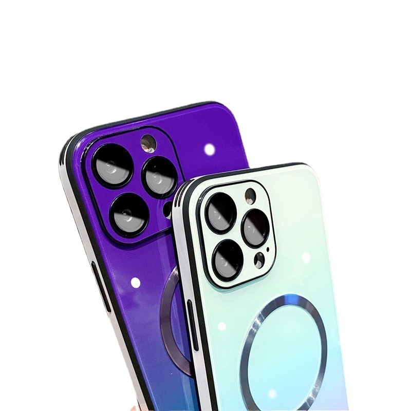 Aplicable iPhone16Promax vidrio degradado magnetismo mate70 funda para teléfono móvil Apple 15 película de lente todo incluido