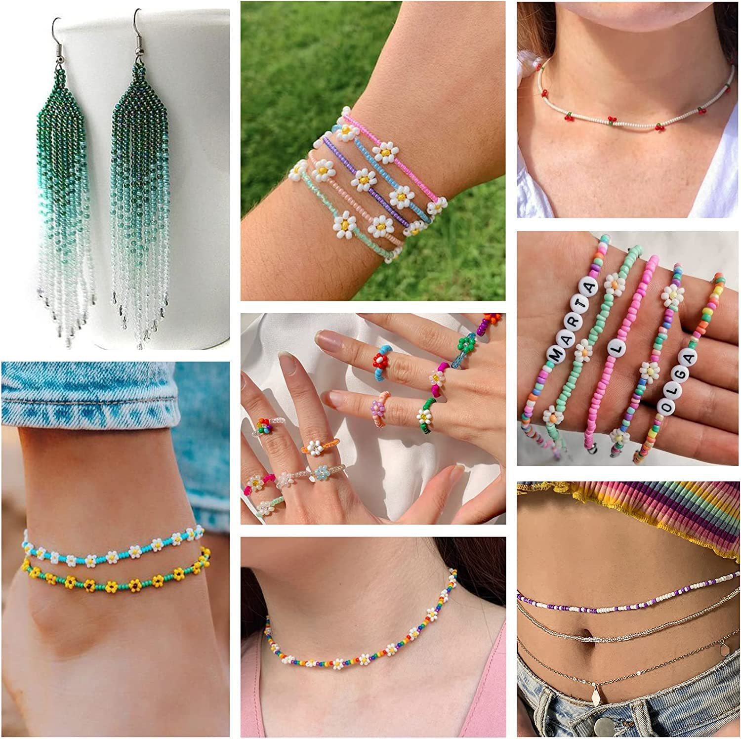 Amazon Explosive 48 Color Perforated Glass Small Rice Bead Set DIY Necklace Bracelet Jewelry Beaded Bead Accessories