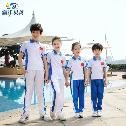 School uniforms for primary and secondary students, class uniforms, sports sets, short-sleeved blue school pants, kindergarten school uniforms, summer outfits, class uniforms, wholesale