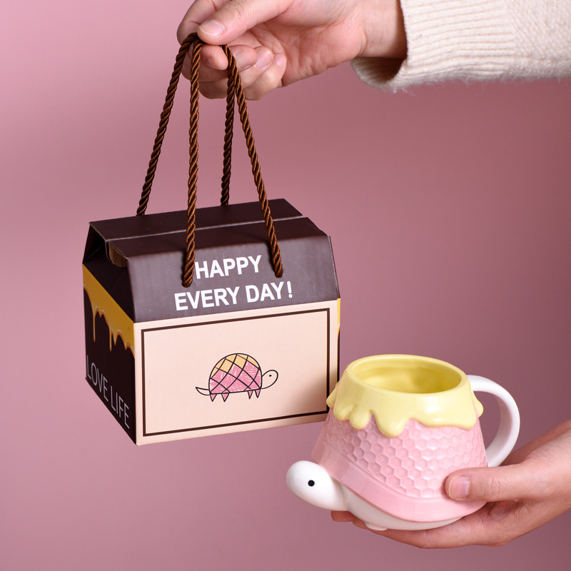 Tortuga miel agua taza tortuga regalo novia regalo cumpleaños Taza de cerámica creativa taza Linda