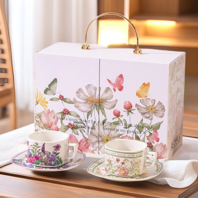 Juego de tazas de café de regalo de inauguración de la casa, empaque en caja de regalo, evento de apertura, aniversario, regalo de la empresa, taza de agua de regalo de mano