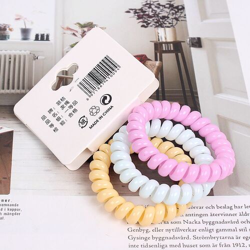 B403 Simple Korean style hair accessories for women, 3 card-mounted phone cord hair ties, large shower and wash hair rope, waterproof headband