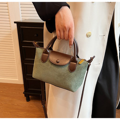 French-style popular matte leather dumpling bag for women, 2023 new Korean version fashionable top-handle bag, versatile crossbody bag