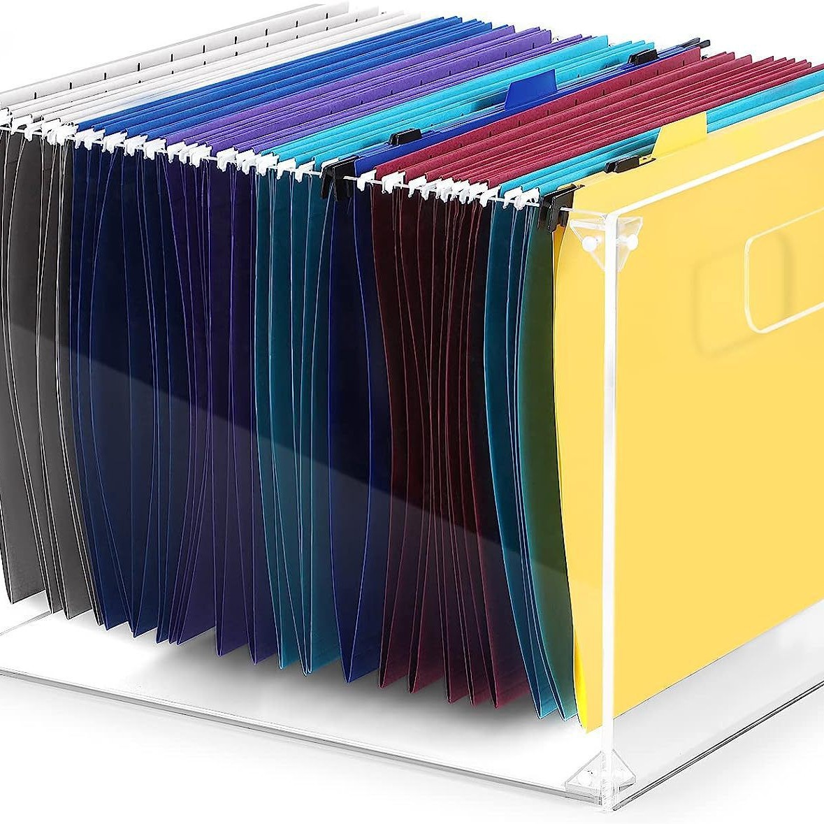 悬挂式文件收纳盒亚克力文件夹带手柄透明文件收纳盒