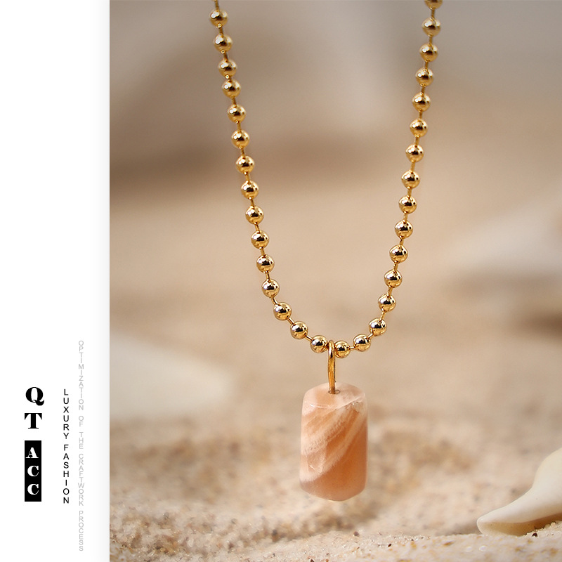 Simple estilo ligero lujo chaîne de bolas caliente nicho universal hermoso diseño de colgante de piedra solar nuevo collar mujer image 5