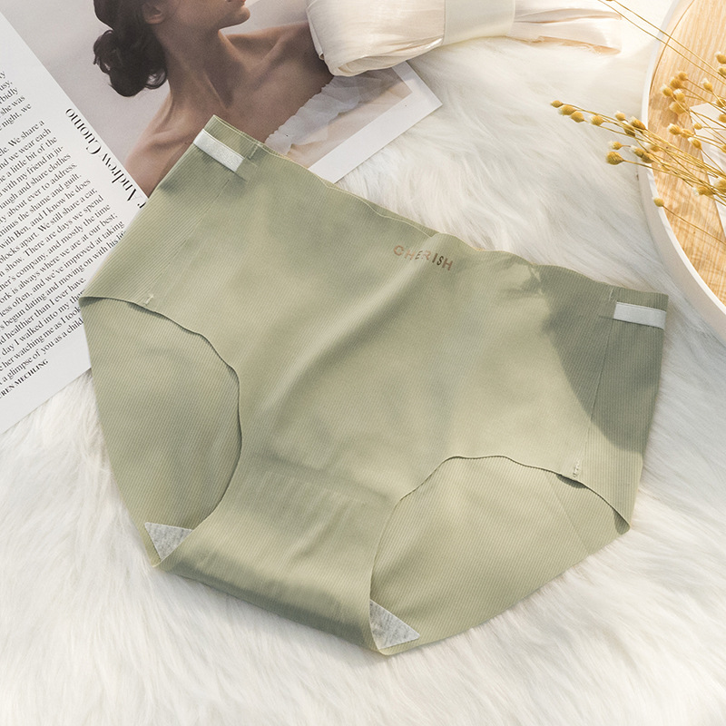 Ropa interior de seda de hielo sin costuras verano de las mujeres entrepierna de algodón delgada cintura media chica transpirable más tamaño triángulo pantalones cortos ropa interior de cabeza