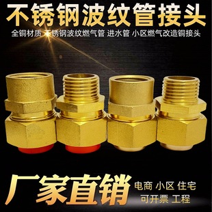 456 Points Free Wave Gas Pipe Outer Inner Wire Copper Joint Gas Stainless Steel Corrugated Pipe Inner Wire Outer Wire Copper Joint