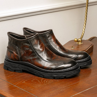Desai new first layer cowhide men's Martin boots formal wear Chelsea boots business retro trendy men's shoes