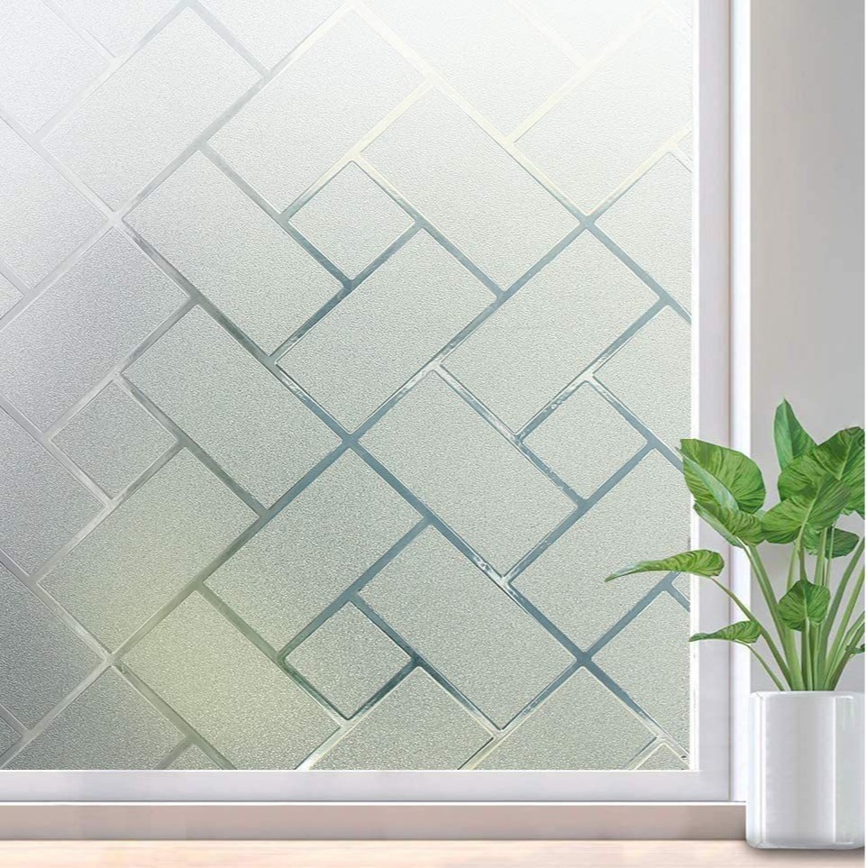 New PET Electrostatic Glass Sticker Square Style Glass Window Cabinet Removable Decorative Electrostatic Glass Sticker