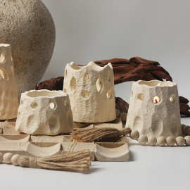 北欧跨境代发室内家居装饰工艺品蜡烛台蜡烛容器水泥香薰蜡烛杯