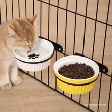 兔子碗猫碗陶瓷防打翻悬挂式宠物碗水碗挂猫碗悬挂式壁挂式狗笼子