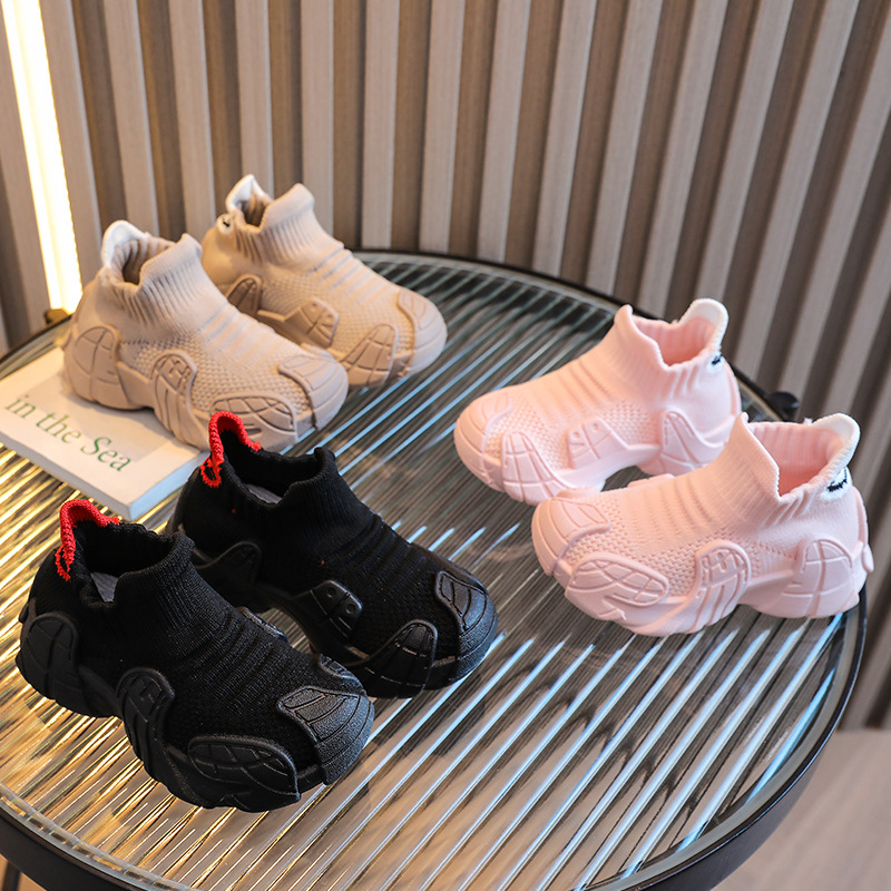 Children's sneaker Breathable Spring and Autumn Mesh Flying Woven Socks Shoes for Boys and Girls Soft Sole Casual Slip-on Shoes for Torre
