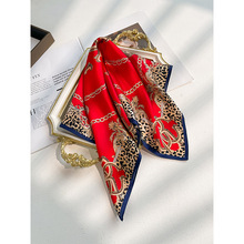 英伦洋气夏季53cm丝巾女时尚高级感真丝小方巾批发文艺复古桑蚕丝