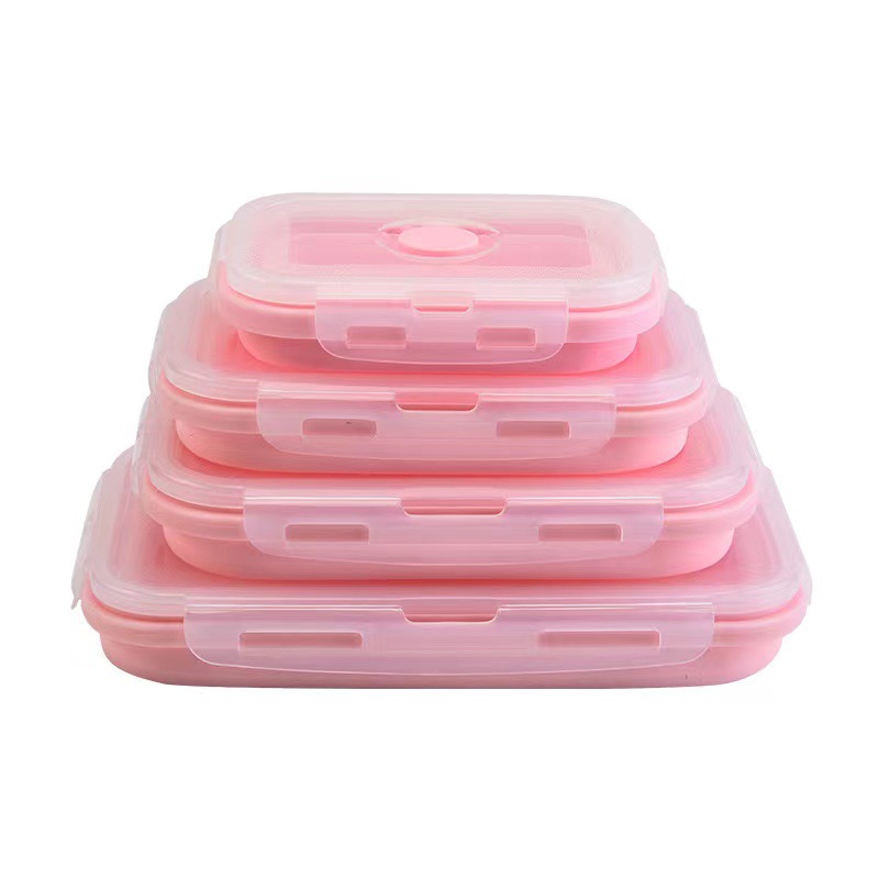Fábrica directa caja de almuerzo de silicona plegable de grado alimenticio microondas caja de almuerzo caja de almacenamiento caja de preservación caja de almuerzo