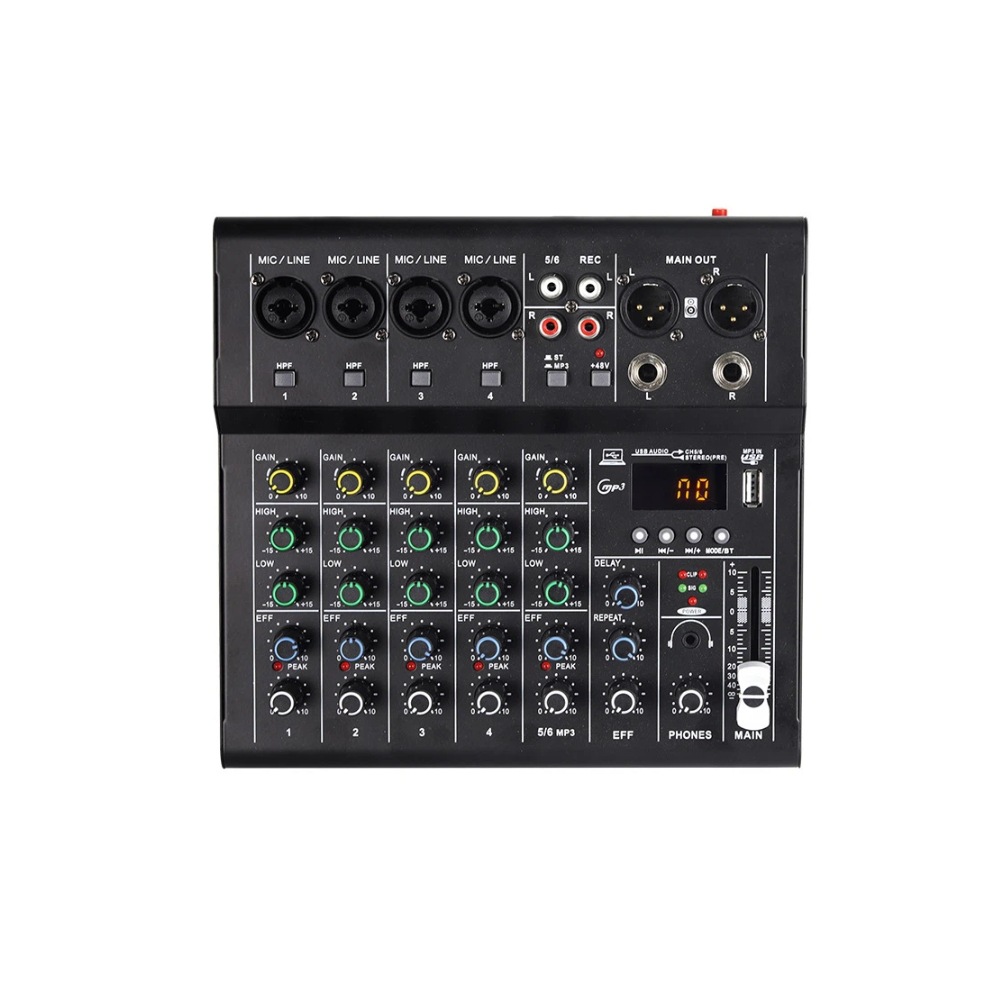 Transfronterizos 2 - 4 - 6 mezcladores profesionales pequeños Bluetooth con efecto de reverberación micrófono K-canción reunión de rendimiento de escenario