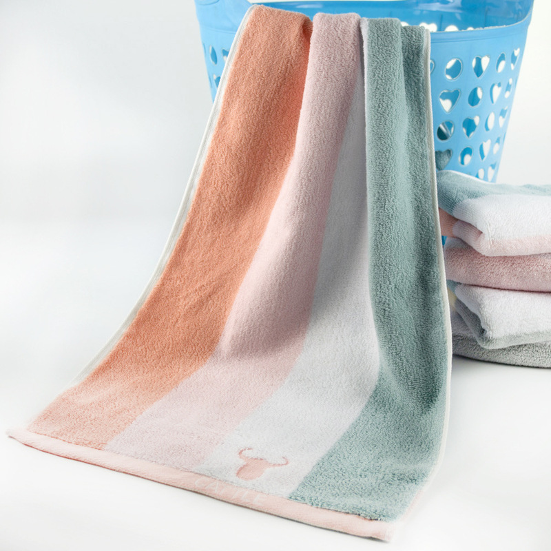 Pure Cotton Towel, Combed Siro-Spun, Soft Face Towel, Striped, Household Bath Towel, Adult Absorbent Face Towel, Absorbent and Quick-Drying
