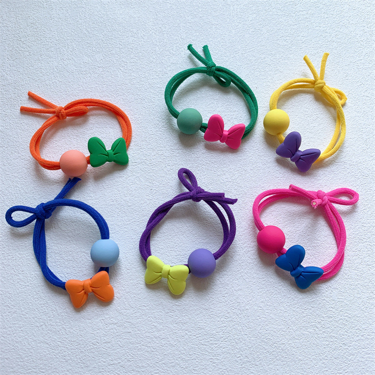 Korean-style Autumn/Winter Kids' Bow Hair Ties for Little Girls: Ponytail Holders, Elastic Bands, Parent-Child Matching Designs, and Beaded Headbands