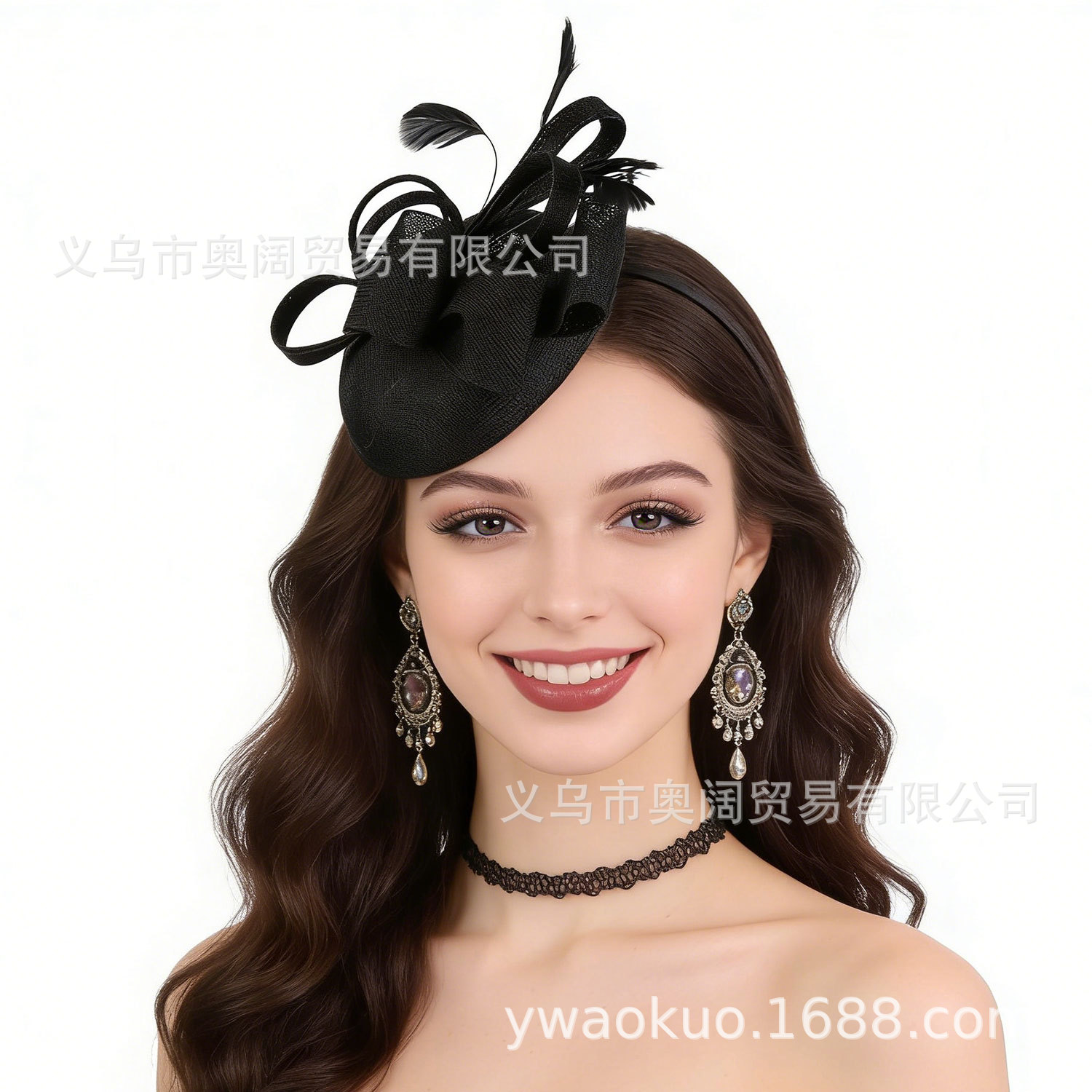 Amazon's Popular European and American Bridal Feather Fascinator, Horse Racing Festival Headpiece, Prom and Banquet Hair Accessories Wholesale