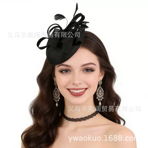 Amazon's Popular European and American Bridal Feather Fascinator, Horse Racing Festival Headpiece, Prom and Banquet Hair Accessories Wholesale