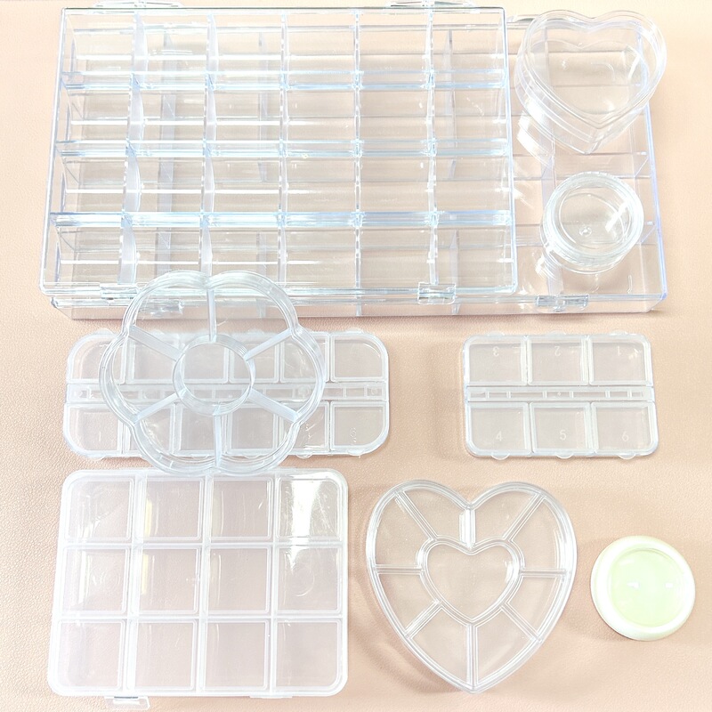 Wholesale Acrylic Plastic Transparent Multifunctional Nail Art Jewelry Rhinestone Earrings Storage Box Sub-pack Material Bag