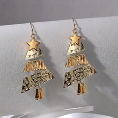国境を越えた新しい金属クリスマスツリーの長いイヤリング女性パーティーの浮かれ騒ぎファッションピアスの高級感誇張イヤリング