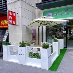 Outdoor Wrought Iron Flower Box Grid Combination Pet Shop Fence with Door Swing Partition Commercial Street Planting Box
