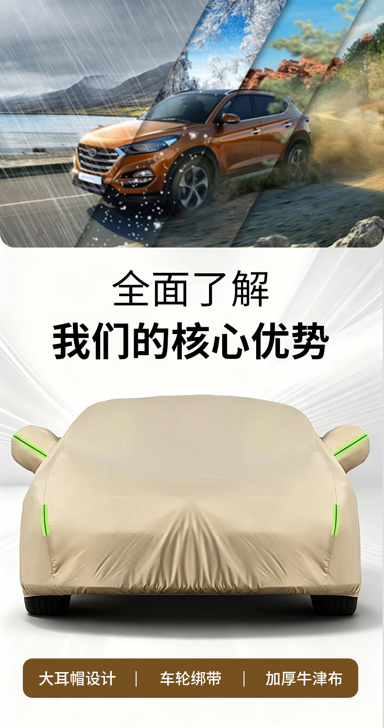 Cross-border car cover made of Oxford fabric, tear-resistant, thickened, sun-proof, heat-insulating, and waterproof car cover