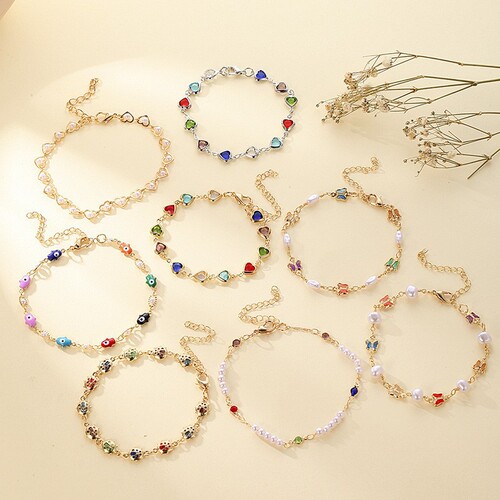 New European and American Niche Colorful Devil's Eye Bracelets—Stunning Gemstone Crystal Designs, Trendy for Women, Perfect for a Sophisticated Summer Look—Wholesale Available