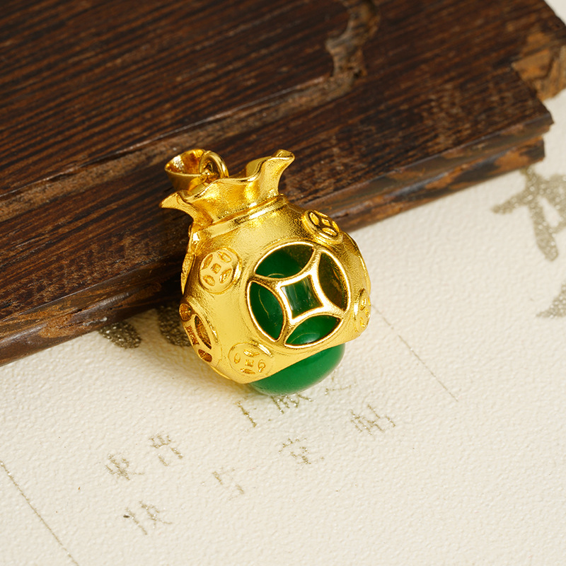 Vietnam oro de oro imitación de medula de jade bolsas de fortuna colgante estilo nacional personalidad en línea popular estilo multifacé joyería Yiwu joyería fuente al por mayor