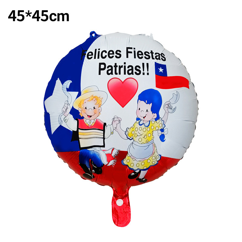 Globo de aluminio redondo de 18 pulgadas con bandera de Chile, para Día Nacional