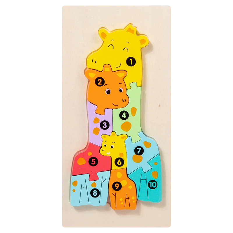 Interacción padre-hijo juguetes de madera para niños bebé educación temprana rompecabezas bloques de construcción tridimensionales niño animal rompecabezas de madera al por mayor
