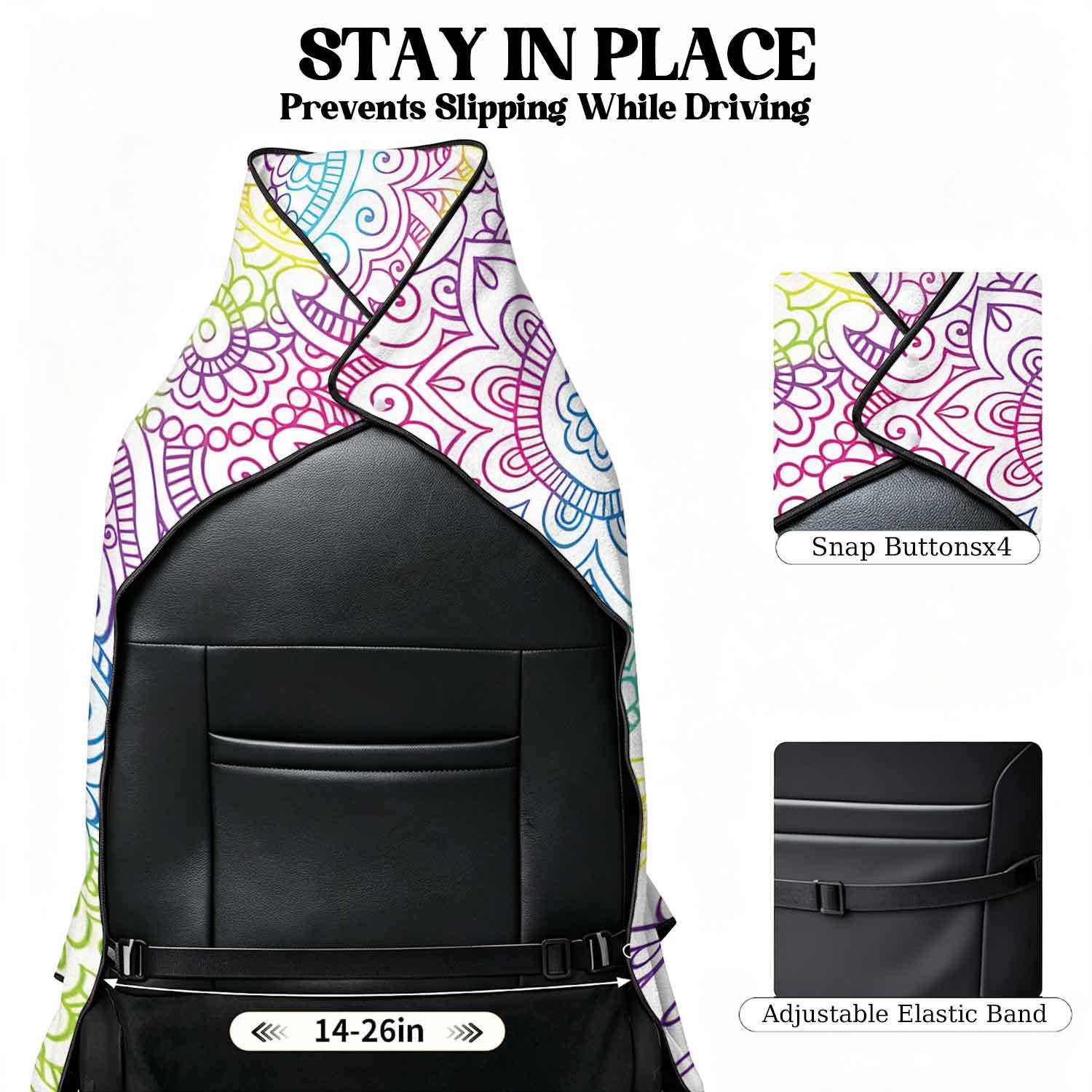 Printed bath towel and car seat cover 2-in-1, ultra-fine fiber outdoor beach and car dual-use universal seat cushion