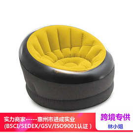 68582美国INTEX 充气沙发植绒户外绿色 单人沙发椅午休椅可折叠