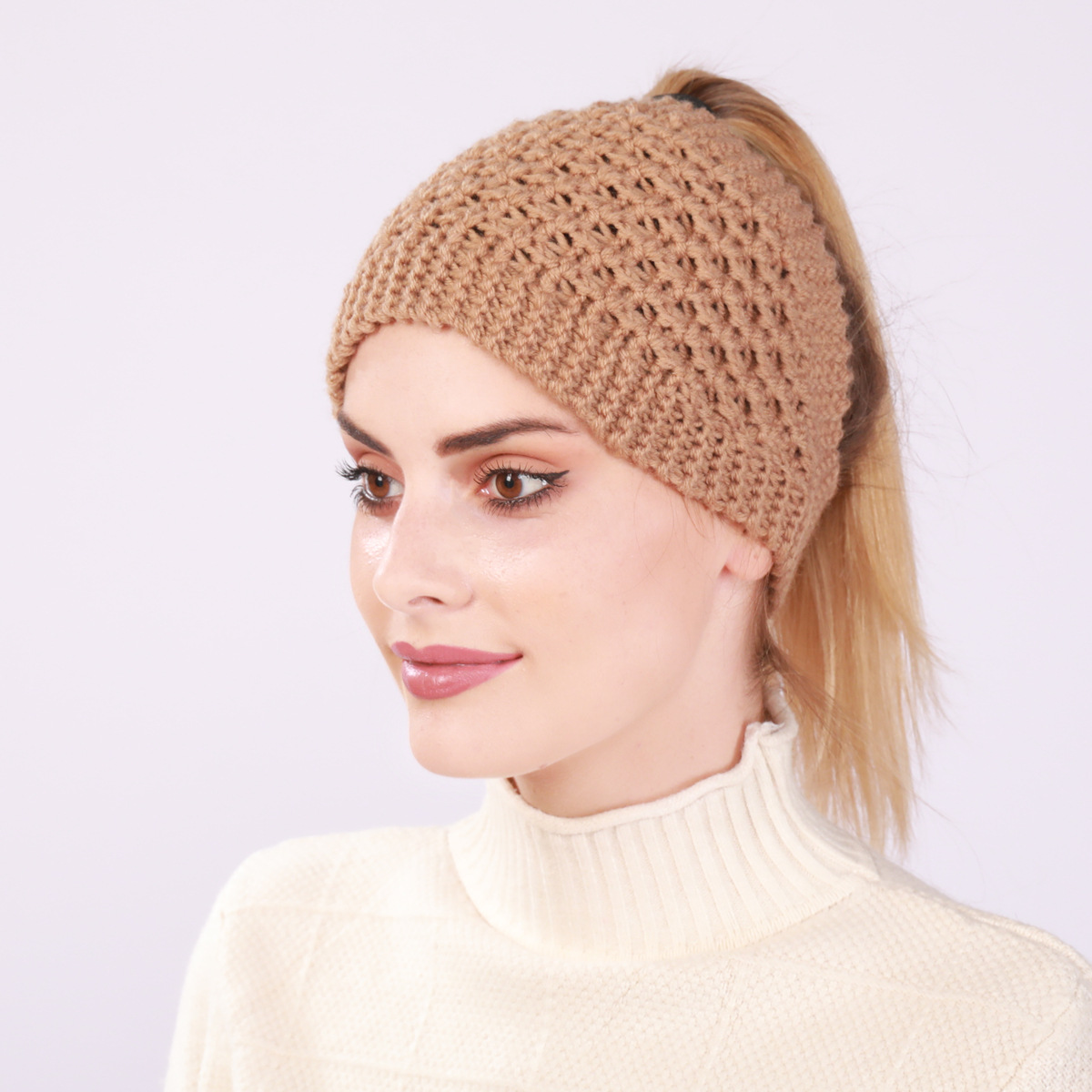 Diadema tejida para mujer protección de oídos cálida invierno_voghion.com