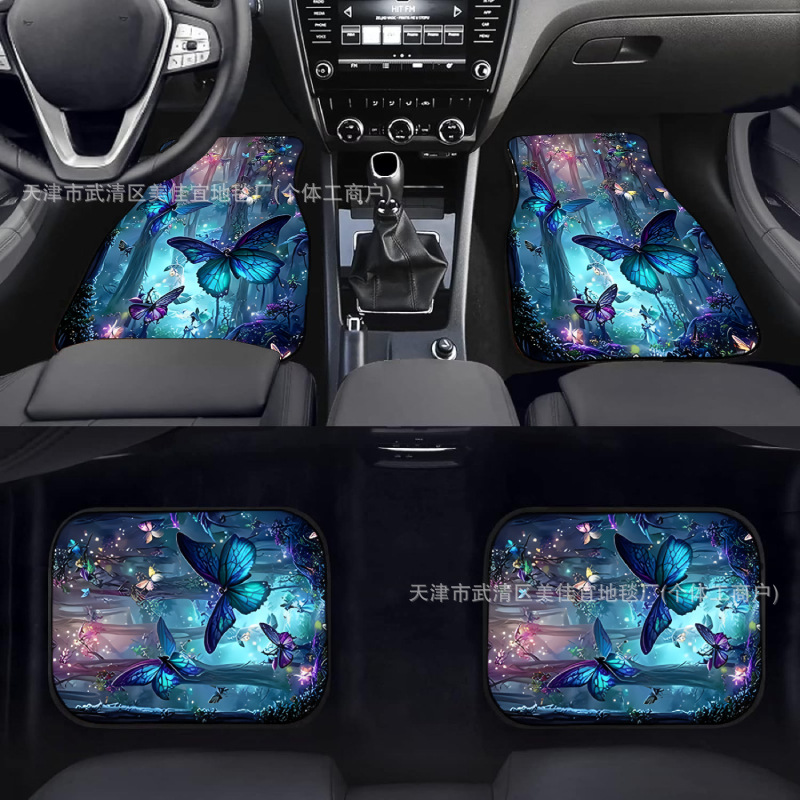 Cross-Border American car foot mat carpet four-piece stain-resistant floor mat rose skull Amazon TEMU foot mat wholesale