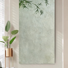 《界园》新中式竹叶客厅古风肌理油画现代简约卧室玄关小清新挂画