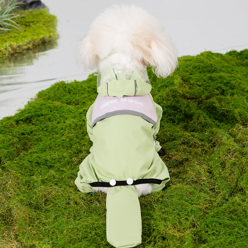 Perro al aire libre tracción reflectante color de contraste de carga impermeable impermeable de cuatro patas para perros pequeños y medianos, ropa para mascotas