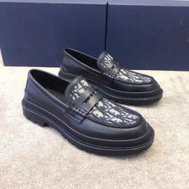 广州货欧洲真皮皮鞋新款牛皮拼接帆布休闲脚蹬男士男鞋乐福鞋